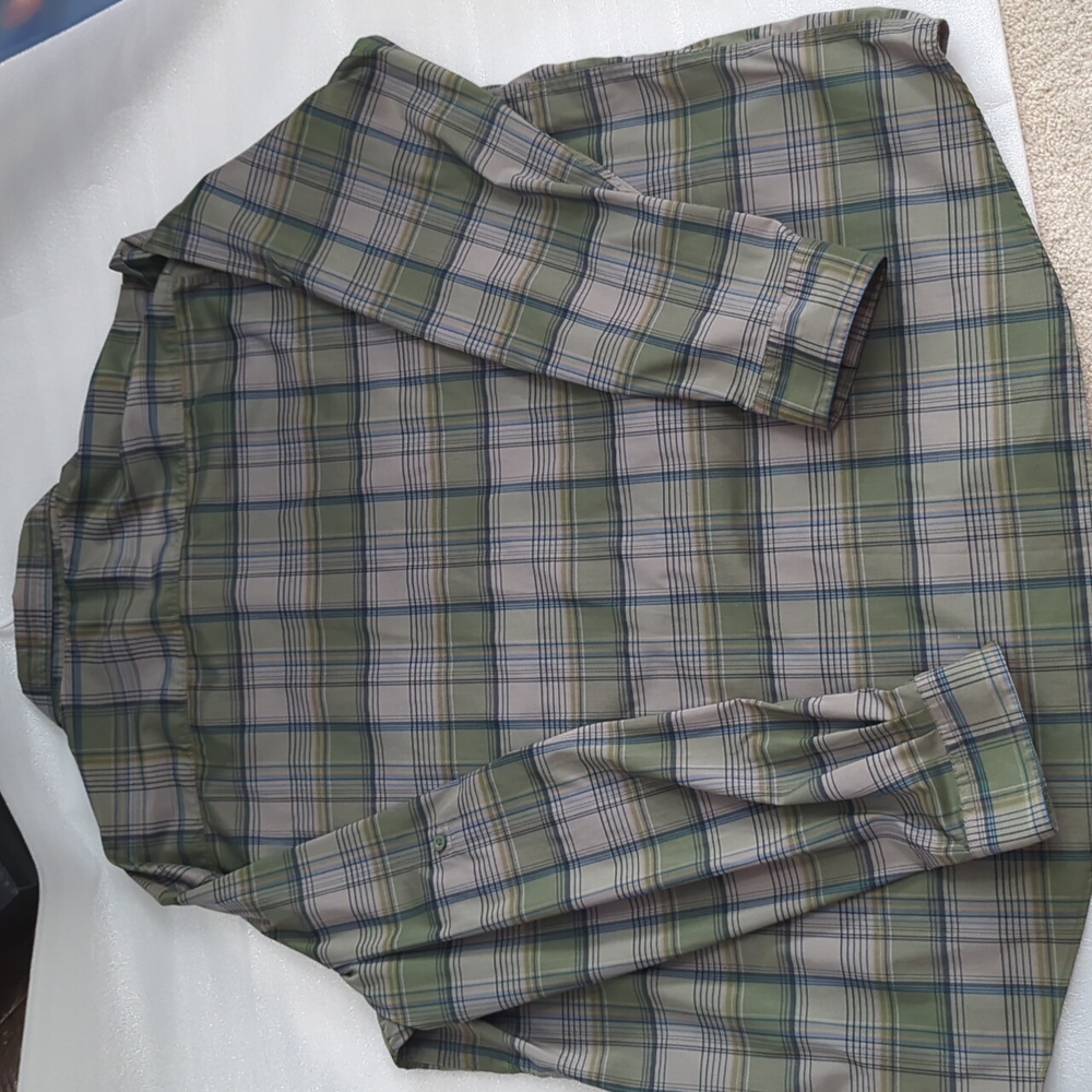 Men's SwissTech Army Green Multi-Colored Long Sleeve Dress Shirt Size 3XL - Picture 2 of 5